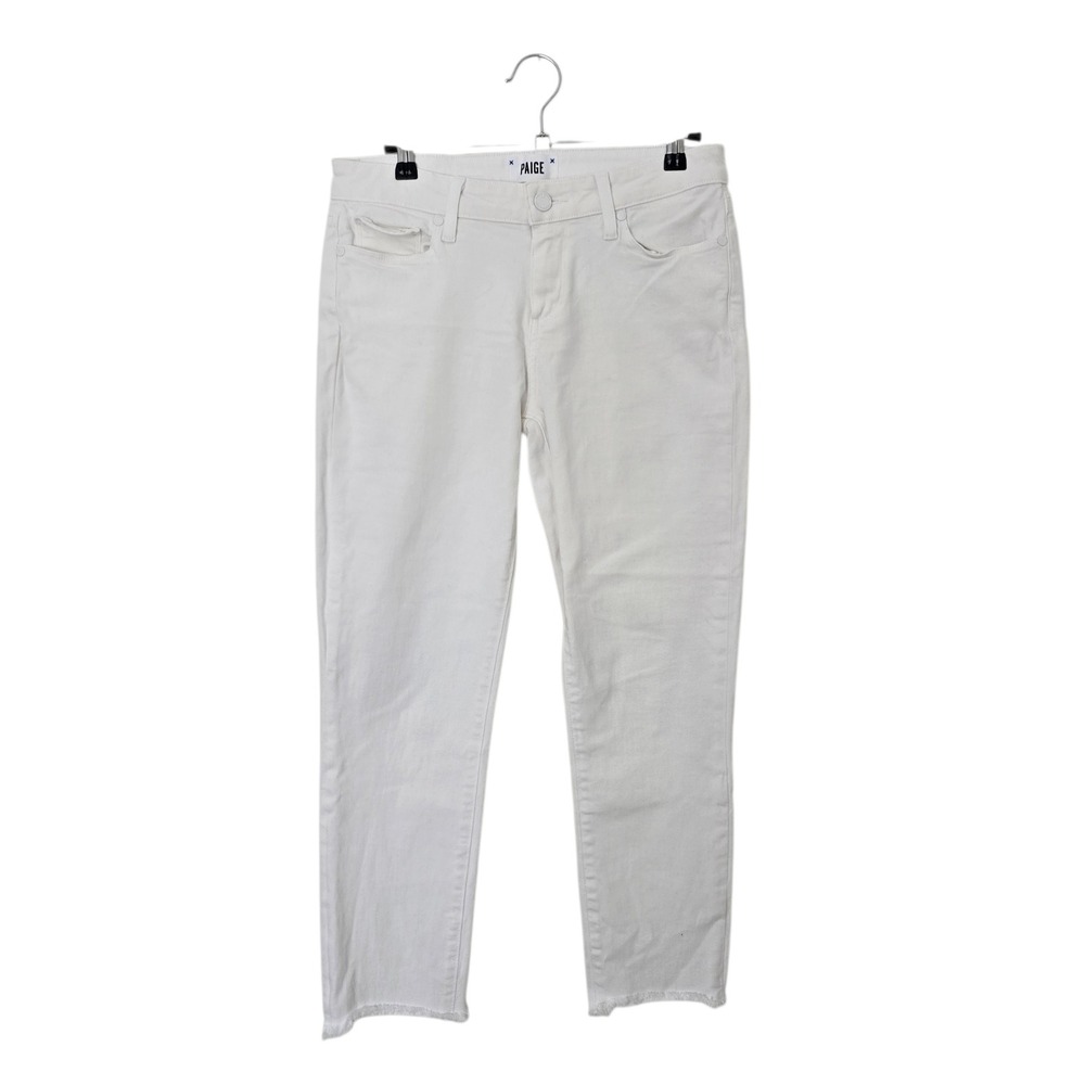 Paige Skyline Skinny Crop Jeans Women 28 White Raw‎ Hem Denim